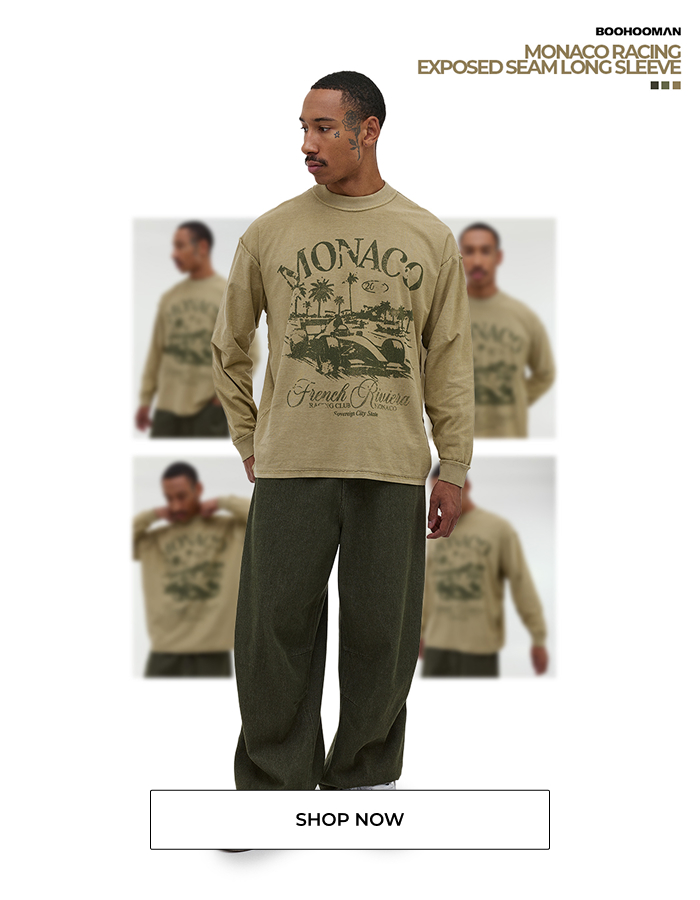 Oversized Monaco Racing Wash Exposed Seam Long Sleeve T-Shirt