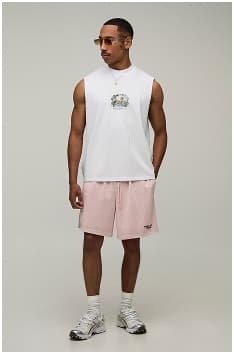 White Oversized Boxy Palm Springs Print Tank