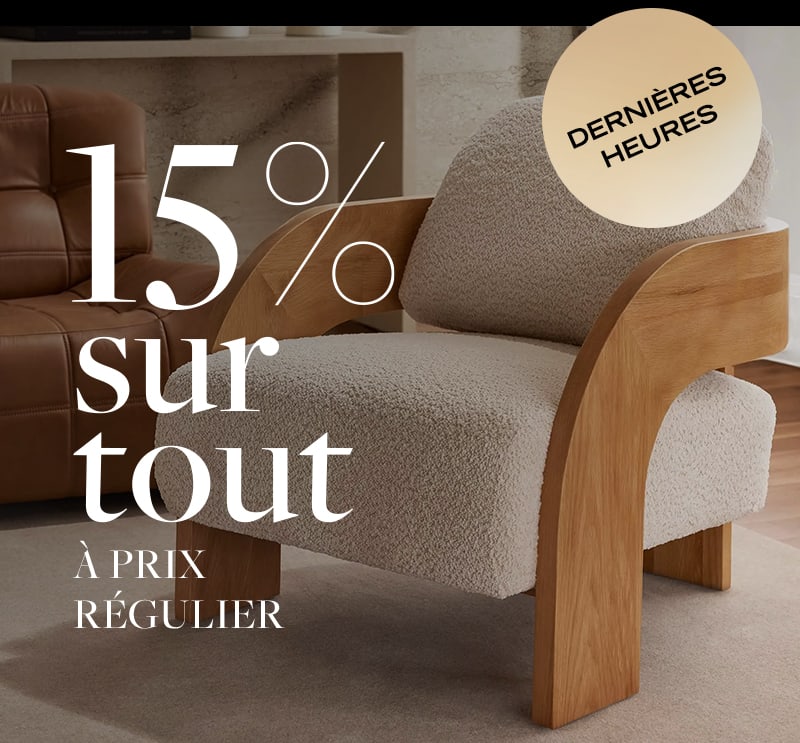 15% sur tout à prix régulier