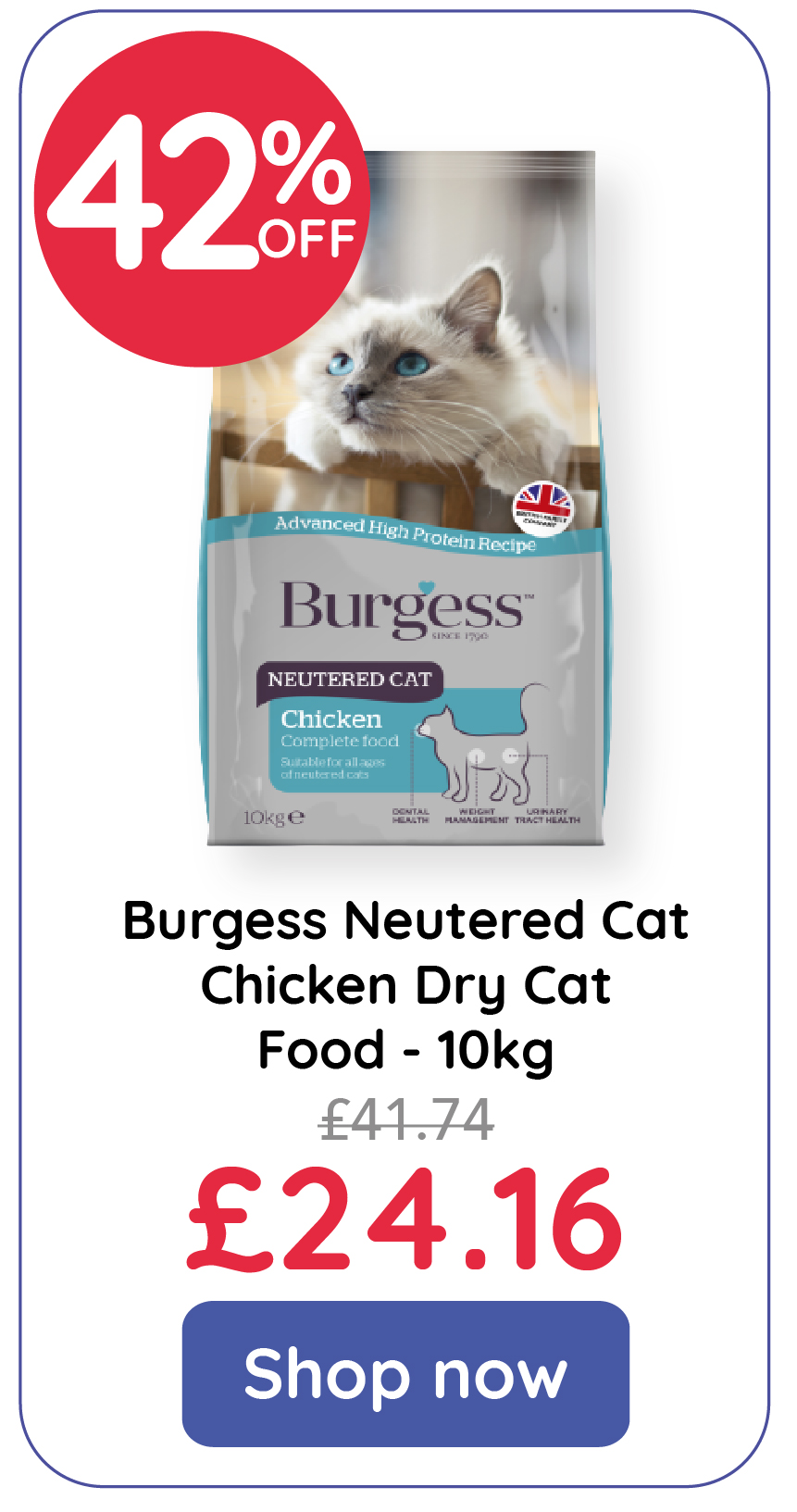 Burgess 10kg outlet dry cat food