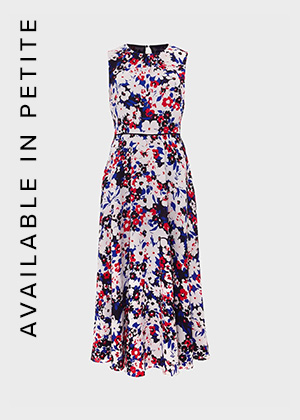 CARLY GATHERED NECK FLORAL DRESS