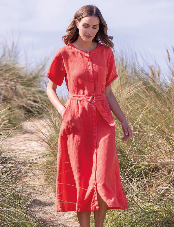 Linen Button Through Dress