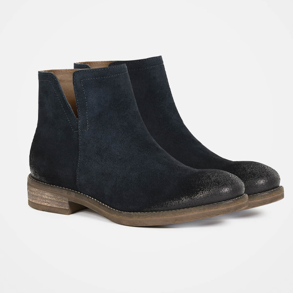 Notched Flat Ankle Boots