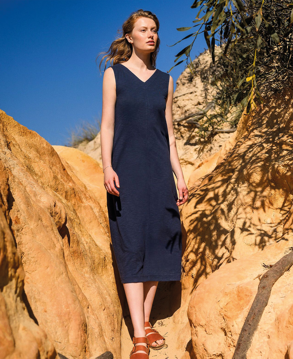 Organic Cotton Sleeveless Midi Dress