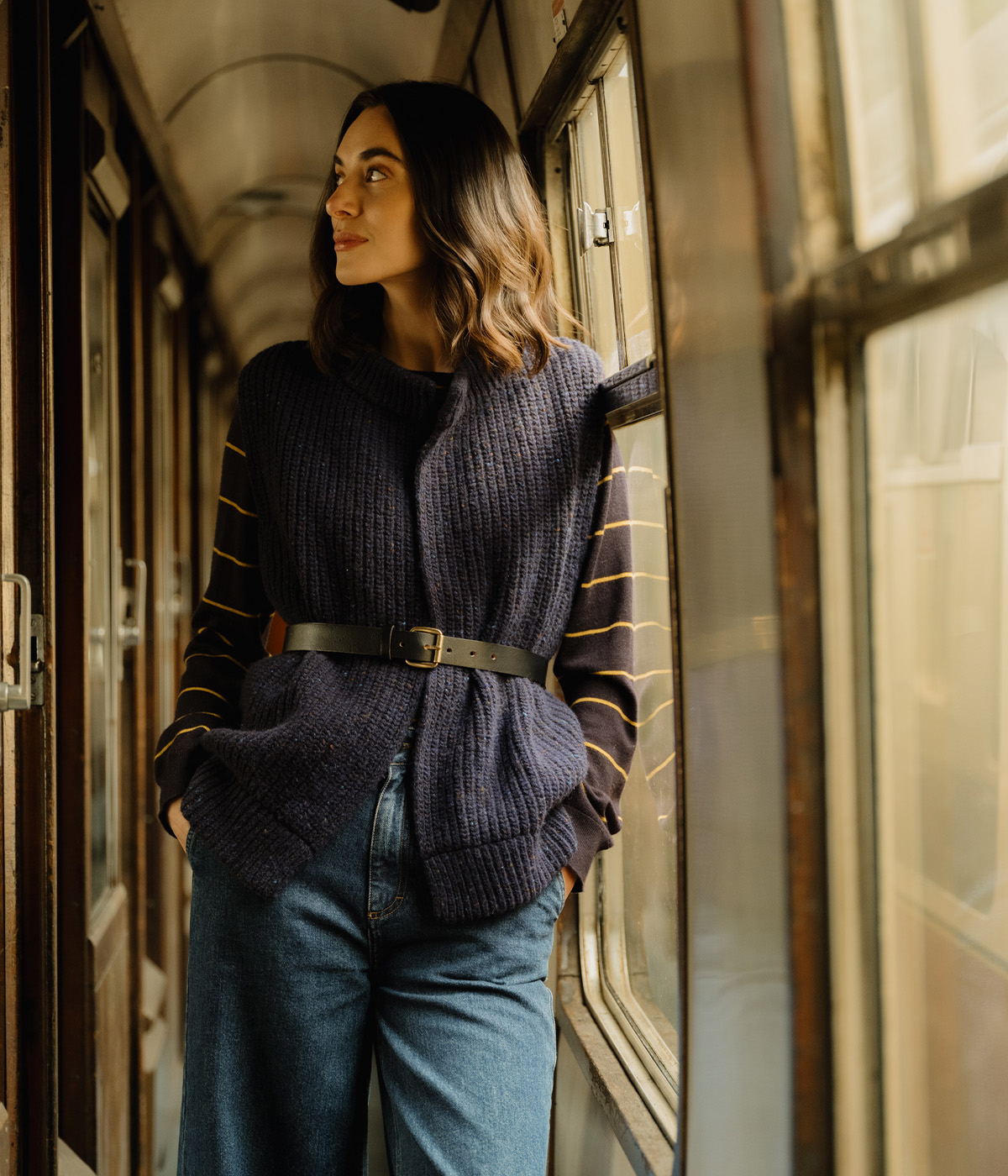 Donegal Ribbed Sleeveless Cardigan