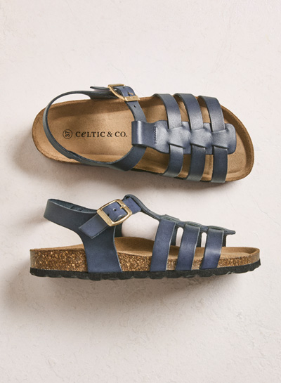 Leather Gladiator Sandals (navy)