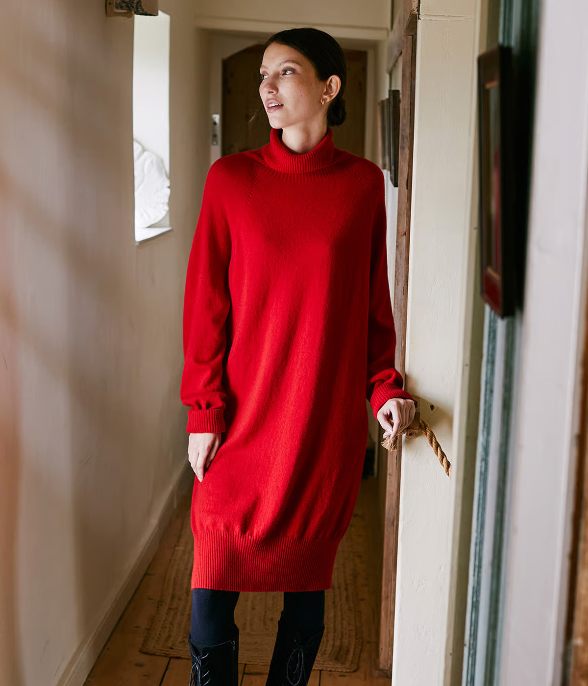 Supersoft Roll Neck Knee Length Dress