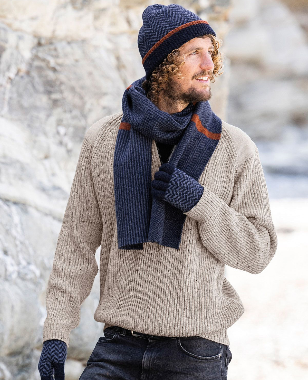Men's Lambswool Chevron Beanie