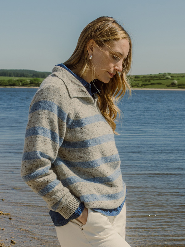 Donegal Striped Polo Jumper
