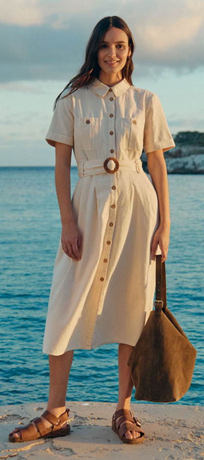Belted Midi Shirt Dress