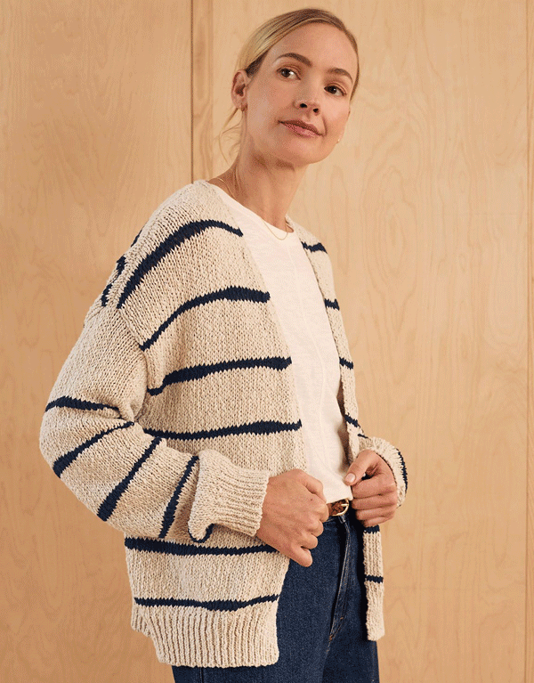 Linen Blend Drop Stitch Cardigan