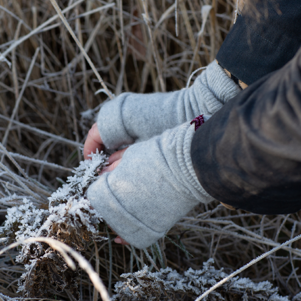 Grey Fingerless Gloves