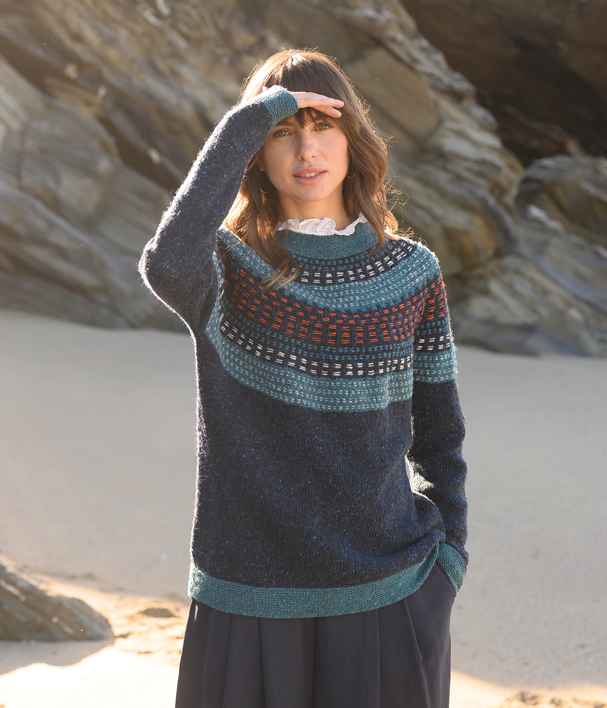 Float Stitch Yoke Donegal Jumper