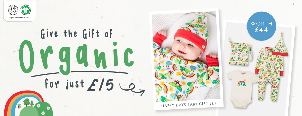 Give the gift of organic. Happy Days Baby Gift Set for 15