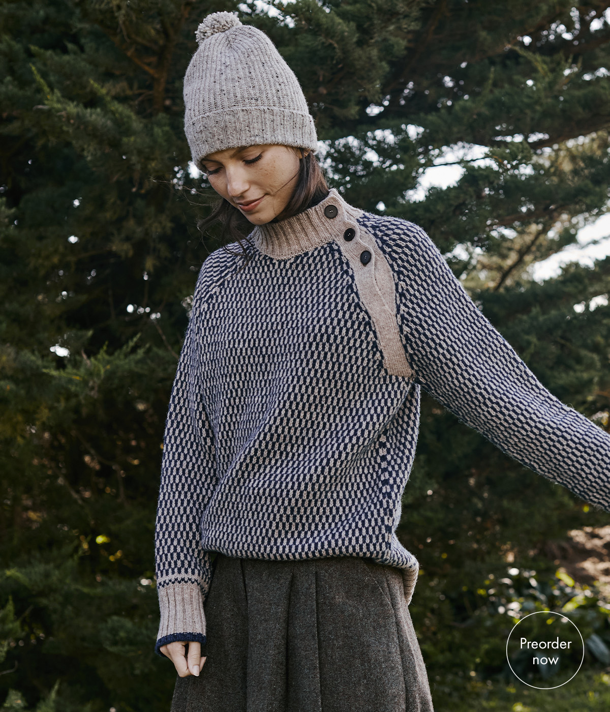 Birdseye Button Neck Jumper