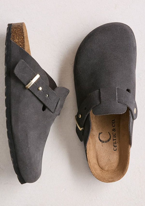 Stud Strap Suede Clogs