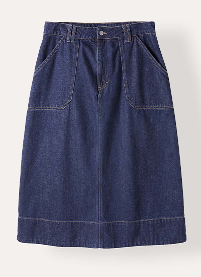 Denim A Line Midi Skirt