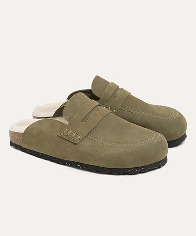 Sheepskin Lined Penny Loafer Clogs