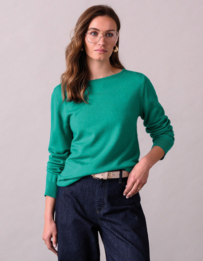 Merino Fine Knit Boat Neck Jumper