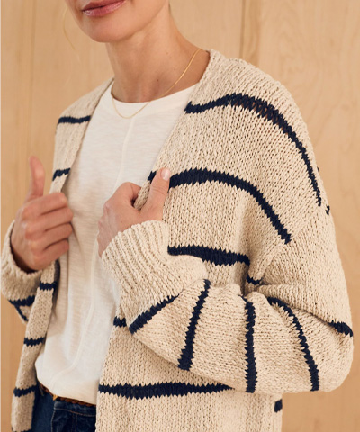 Linen Blend Drop Stitch Cardigan