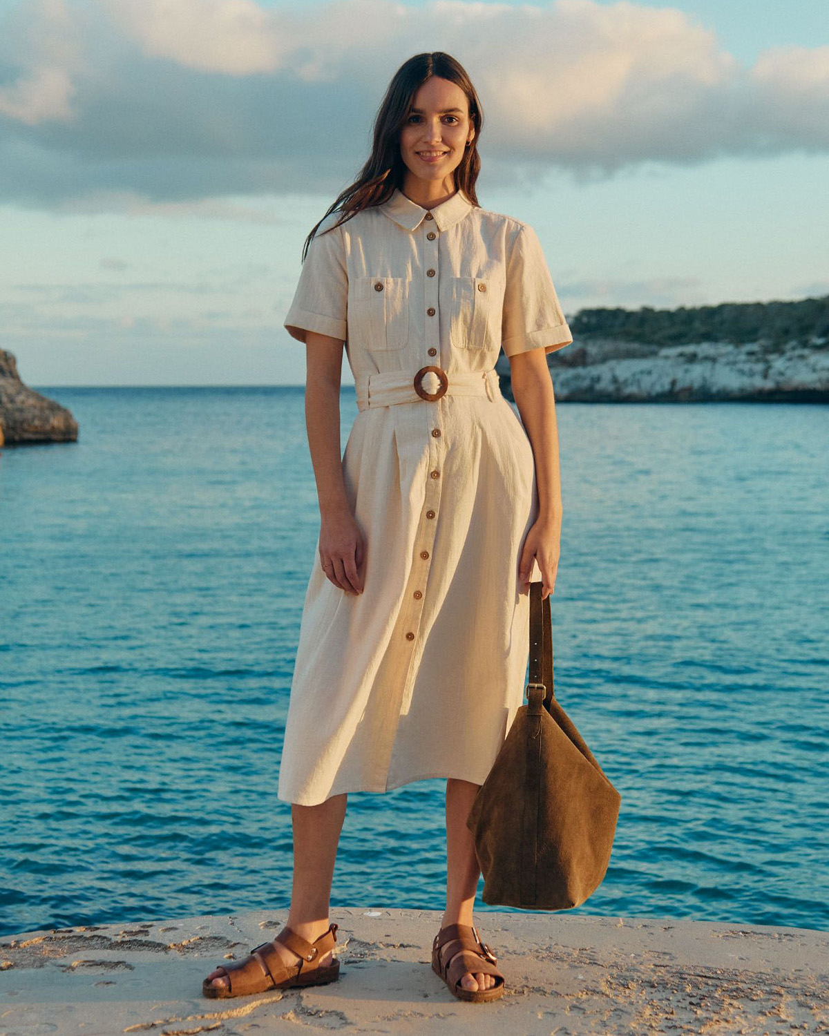 Belted Midi Shirt Dress
