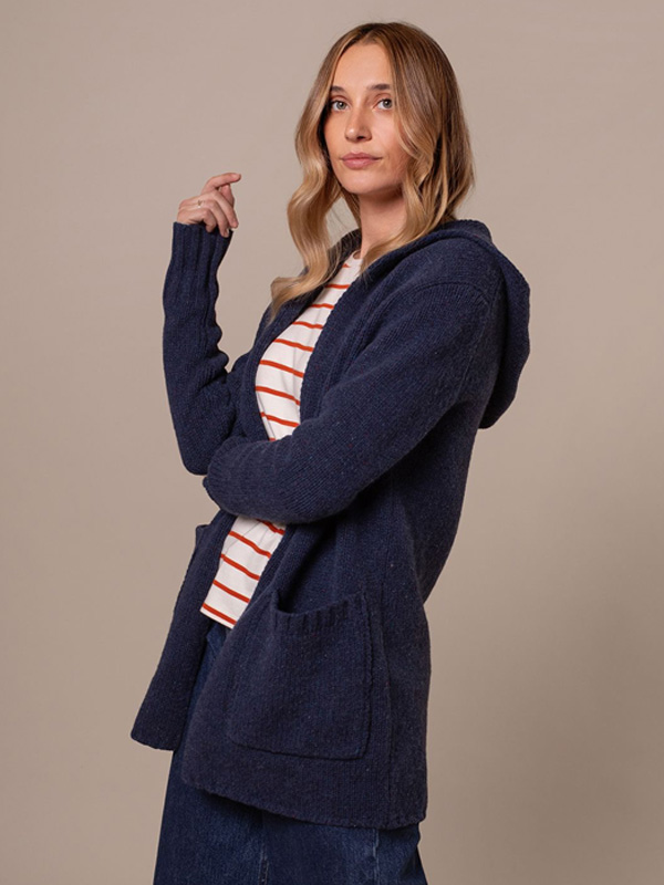 Flecked Hooded Coatigan (navy)