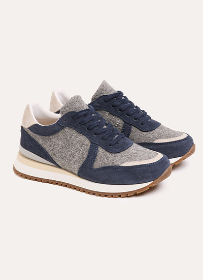 Wool Panel Trainer (navy/grey)
