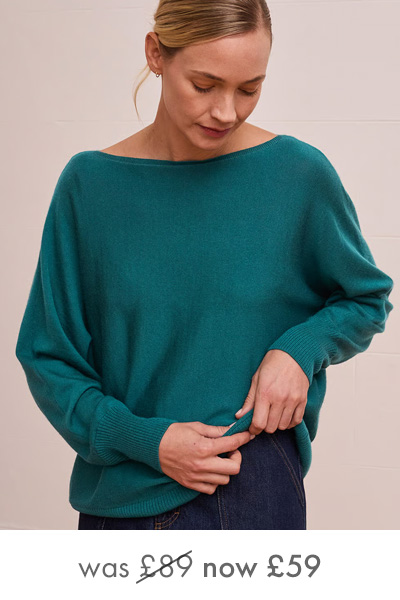 Merino Blend Fine Knit Dolman Jumper (teal)