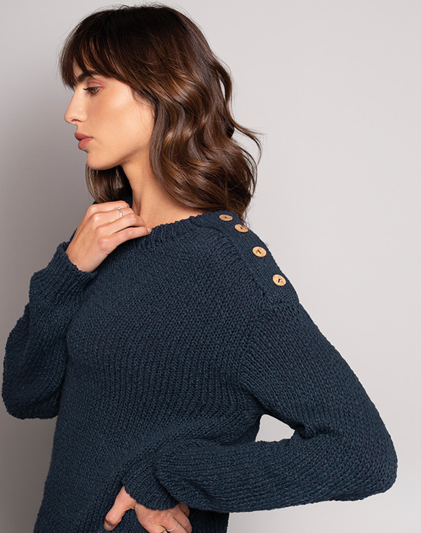 Slub Knit Button Detail Jumper