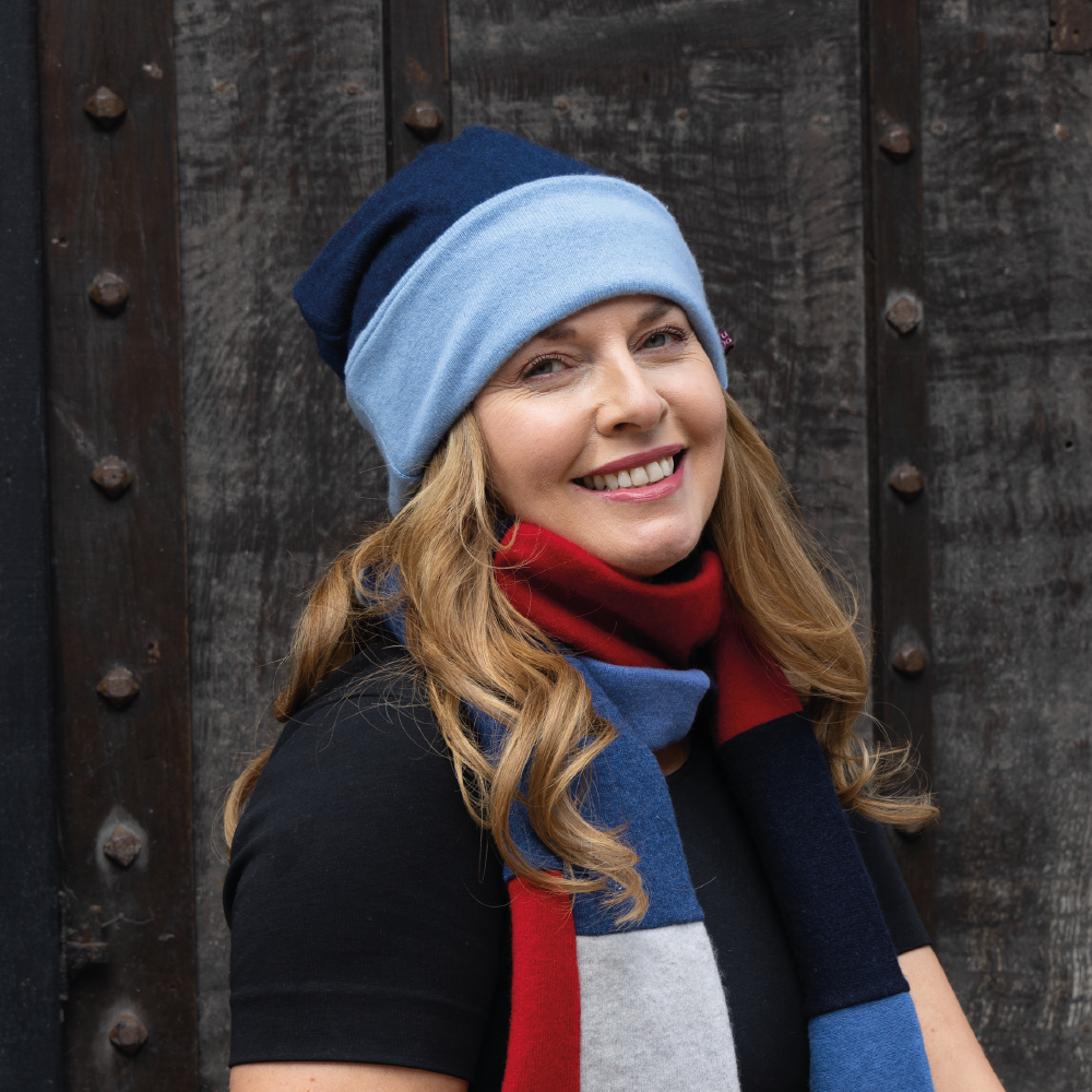 Blue Mix Slouch Beanies