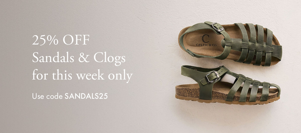 25% Off Sandals and Clogs
