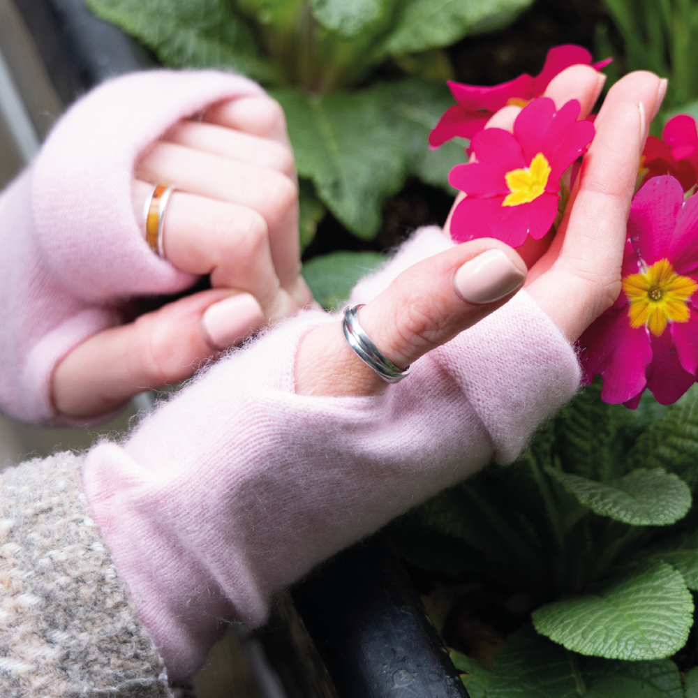 Baby Pink Fingerless Gloves