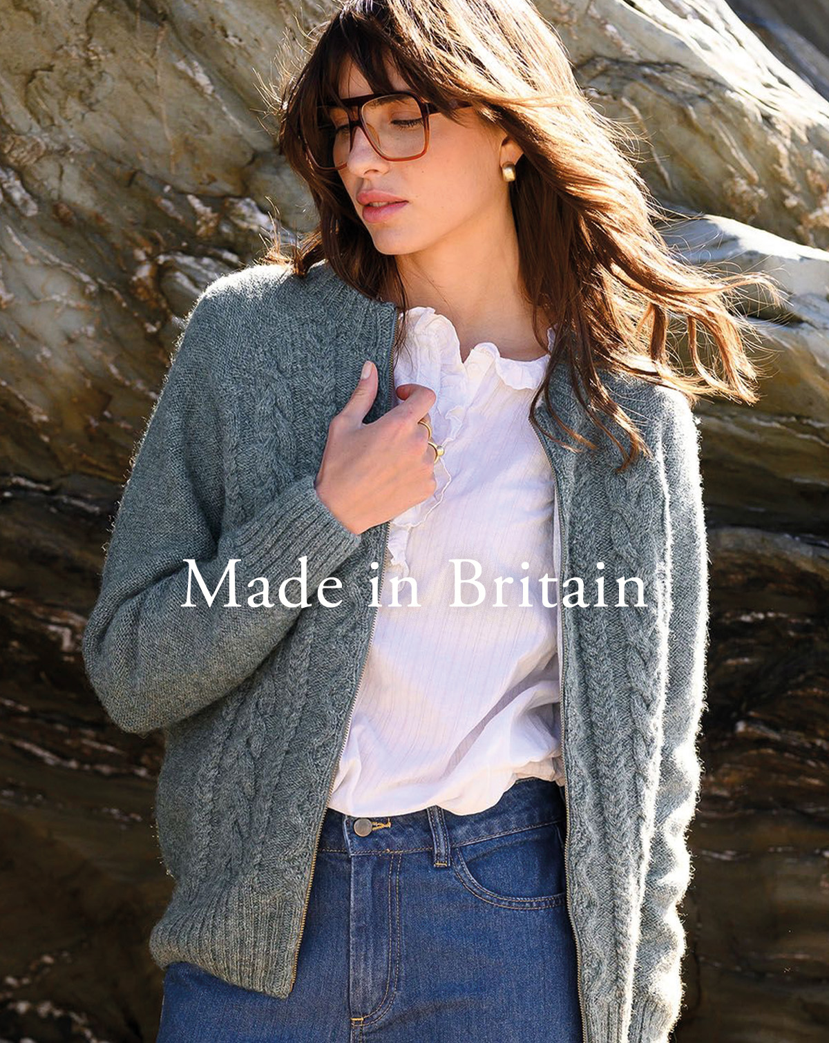 British Cable Zip Cardigan