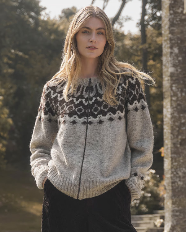 British Wool Chevron Yoke Cardigan