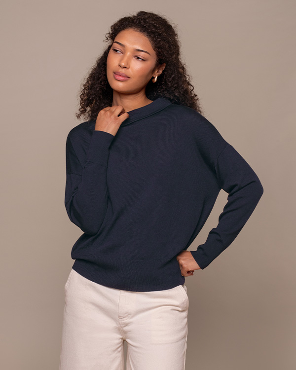 Merino Collared Boat Neck Jumper