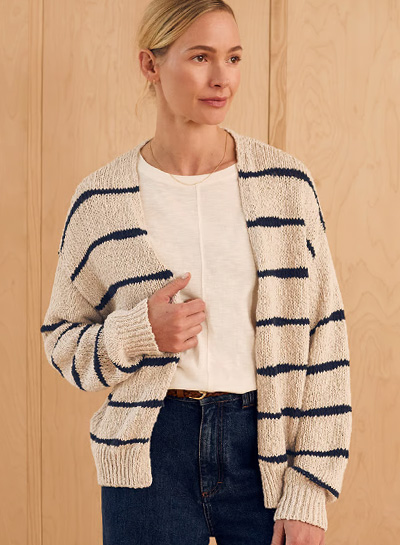 Linen Blend Drop Stitch Cardigan