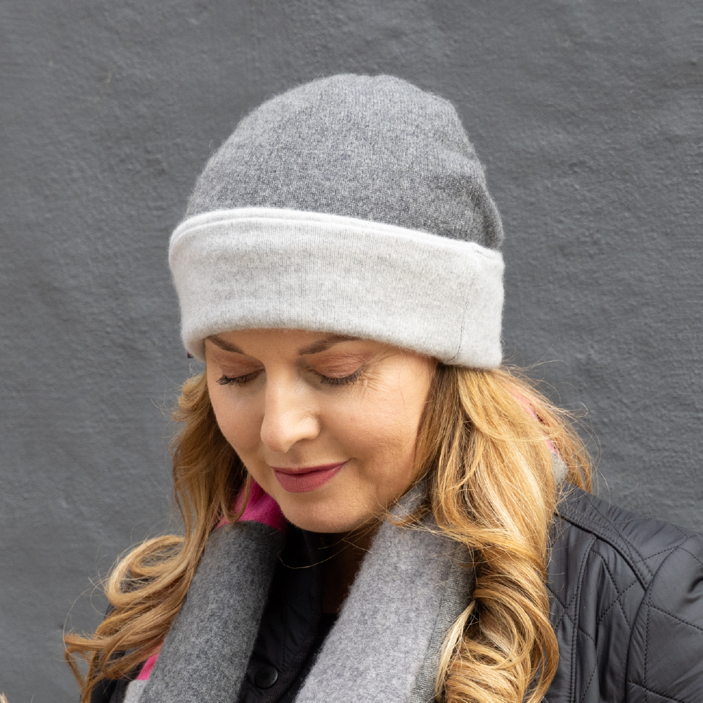 Grey Mix Fitted Beanie