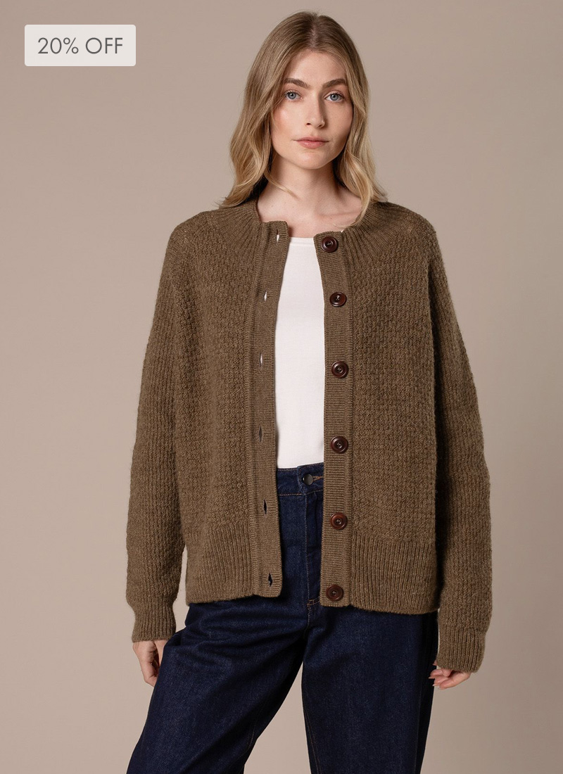 British Wool Moss Stitch Cardigan