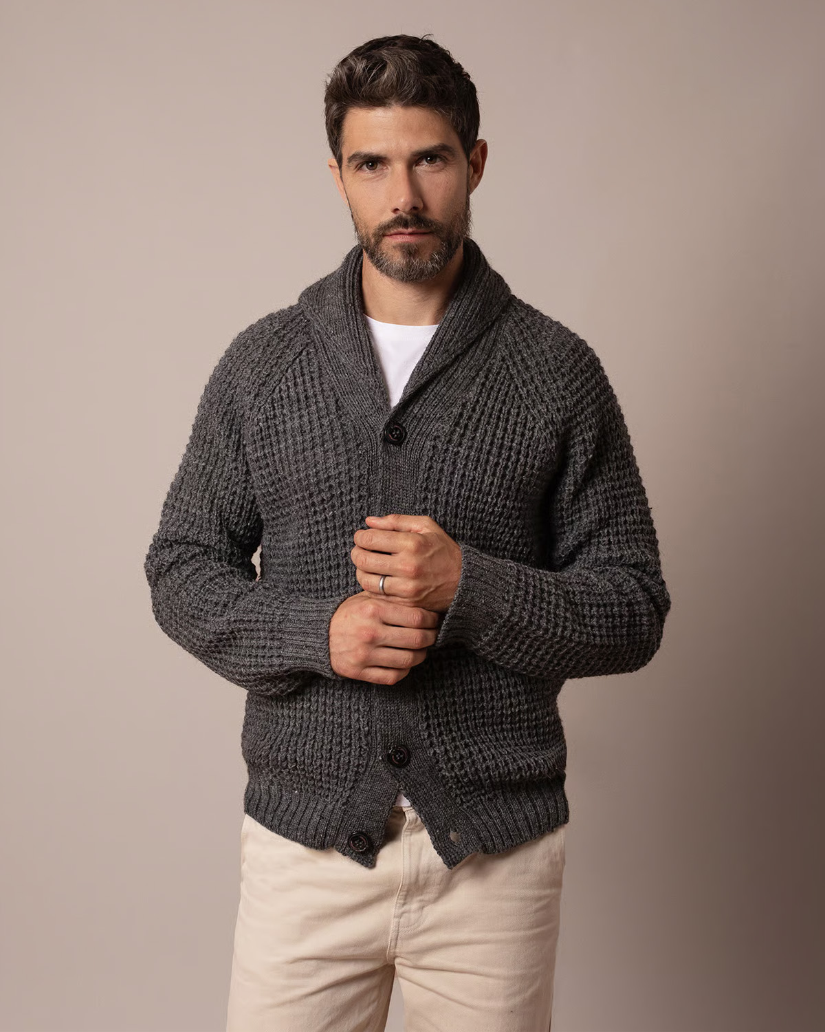 Men's Waffle Stitch Cardigan