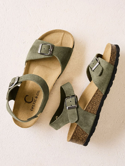 Low Wedge Double Buckle Sandals