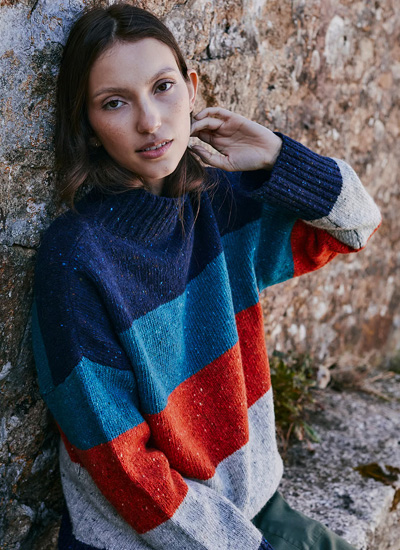 Donegal Colourblock Roll Neck
