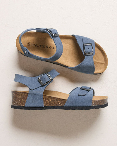 Low Wedge Double Buckle Sandals