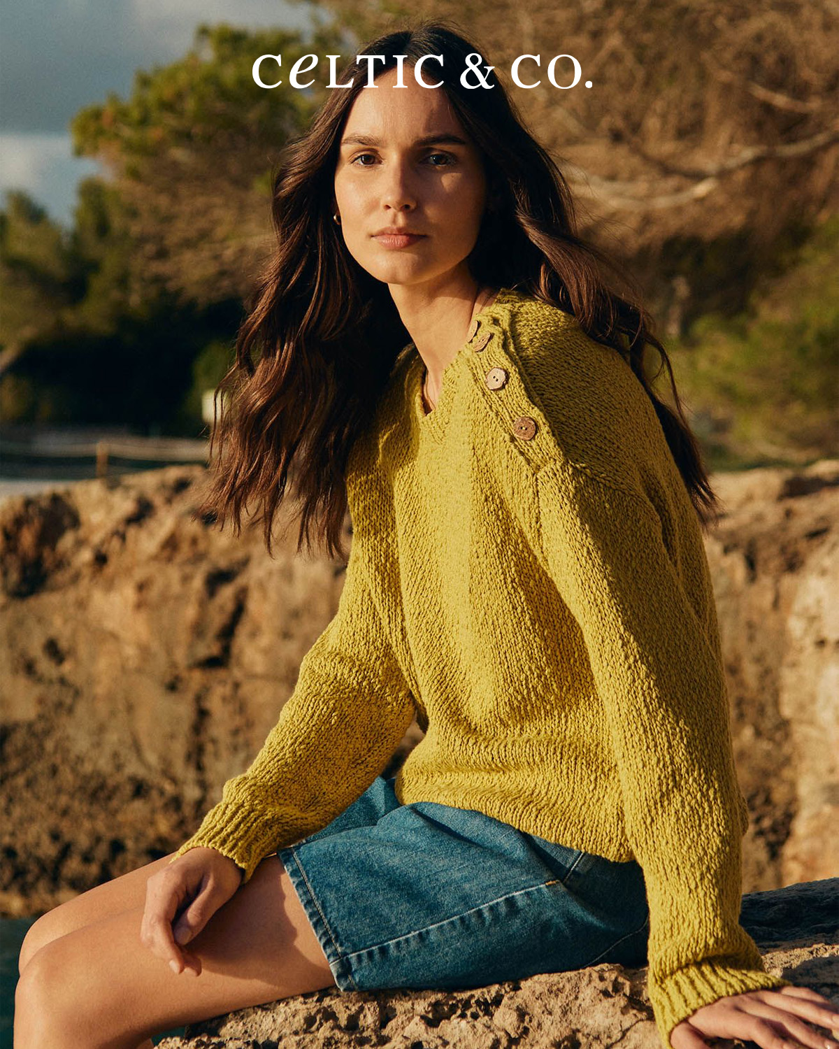 Linen Blend Slub Knit Button Detail Jumper