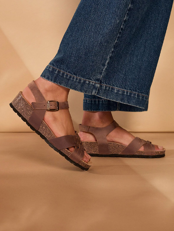 Woven Detail Low Wedge Sandals