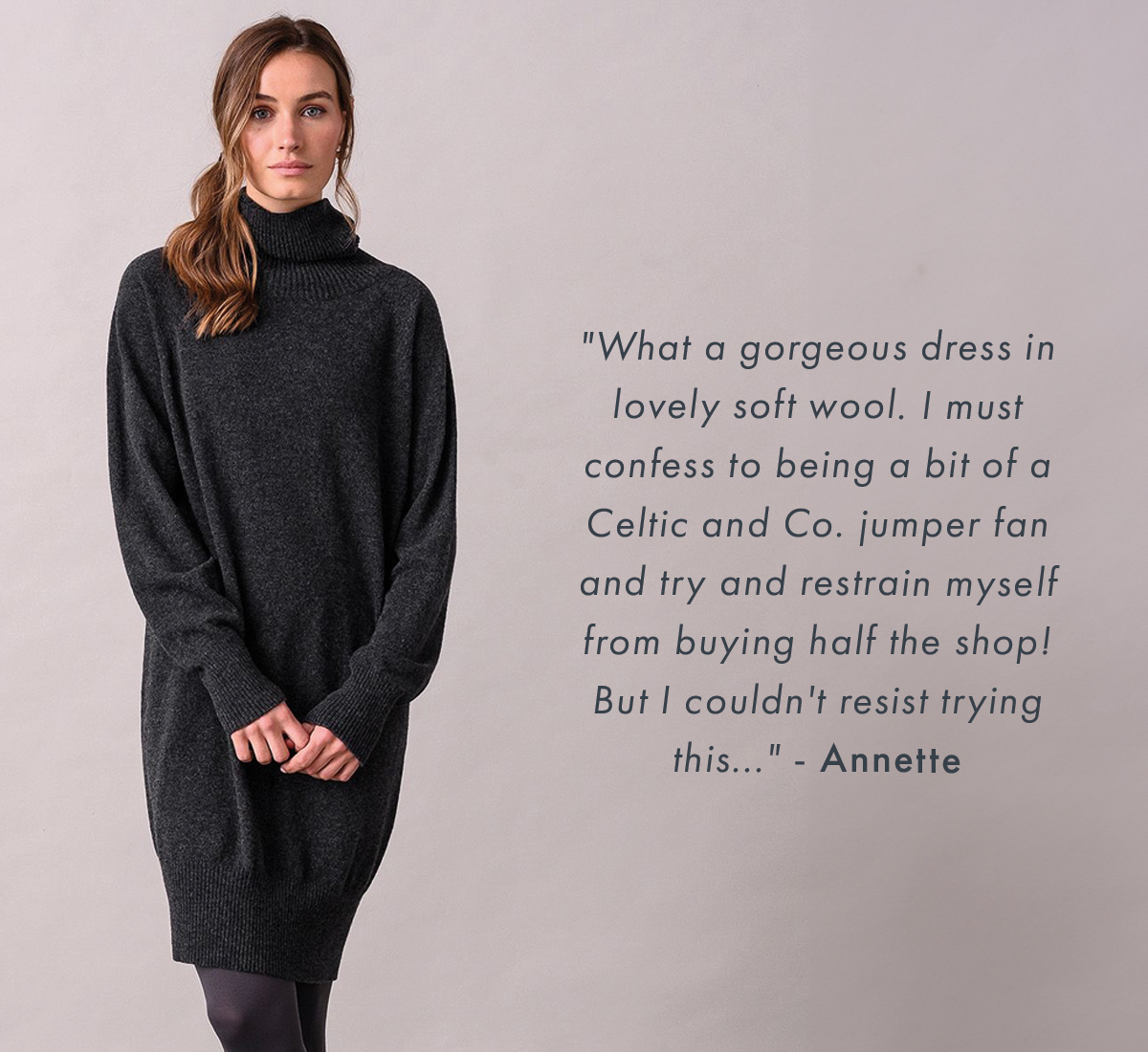 Supersoft Roll Neck Knee Length Dress