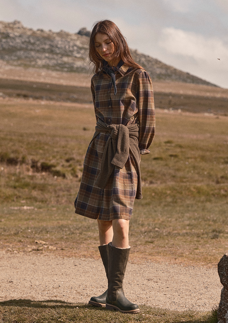 Checked Collared Shirt Dress