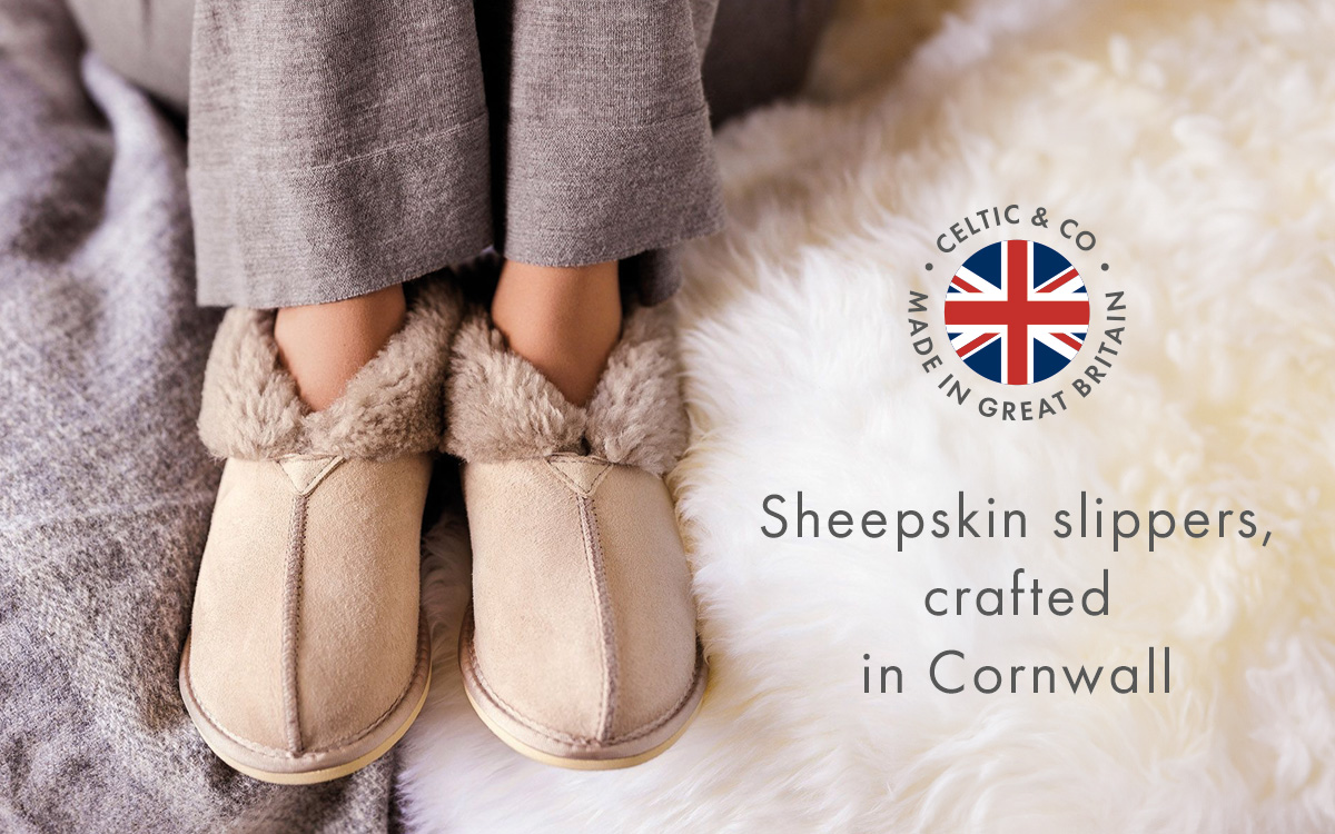 Sheepskin slippers, crafted in Cornwall