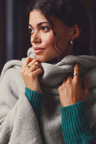 Alpaca Blend Hooded Shawl
