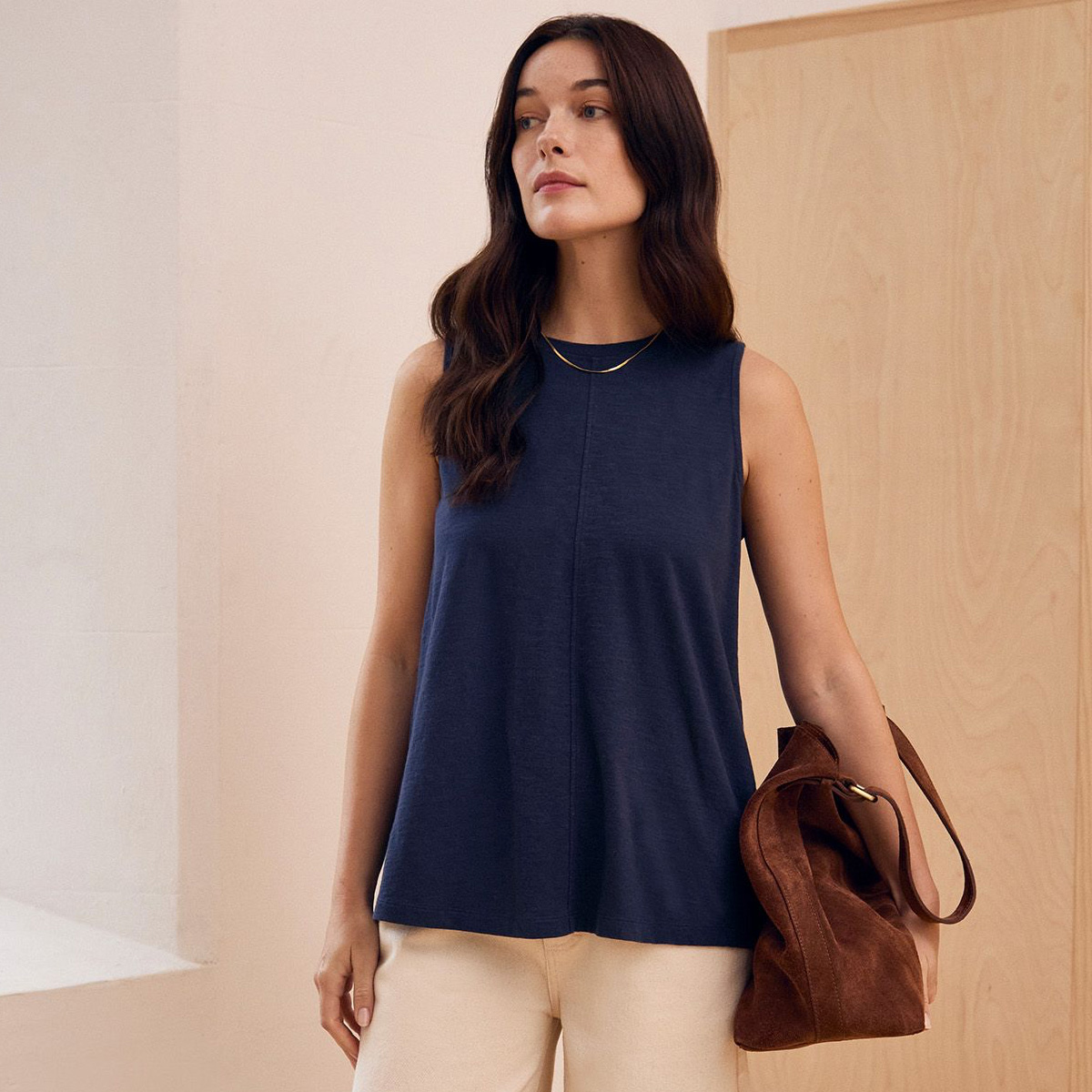 Organic Cotton Pleat Back Tank