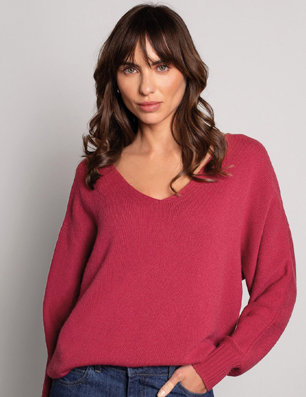 Alpaca Blend Slouch V Neck Jumper